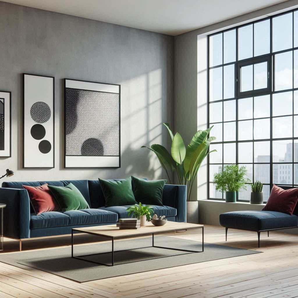 Render living divano blu (1)
