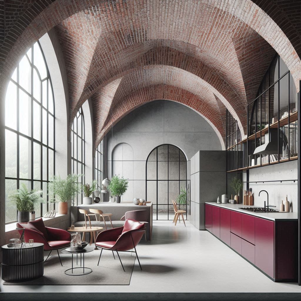 Render open space a volte rosso intenso (1)
