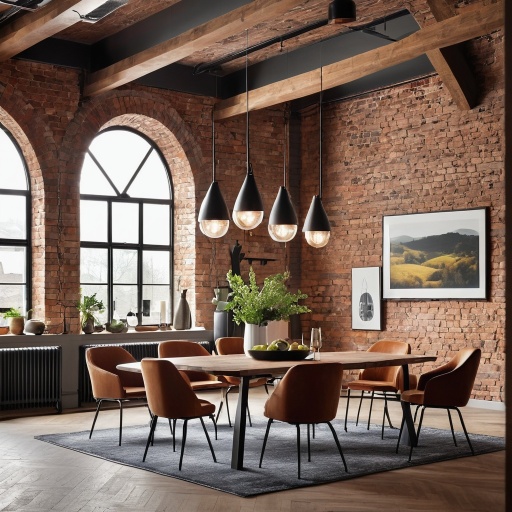 Render zona pranzo travi in legno (1)